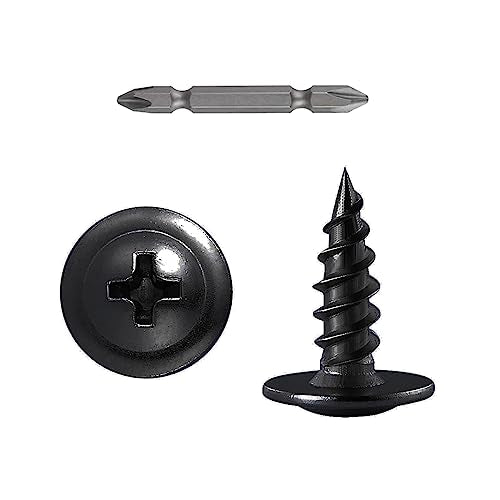 Wensilon（600 pcs）#6×1/2" Phillips Truss Head Wood Screws Black Galvanizing Quick Metal Self Tapping. - color: Black, size: #6×1/2"