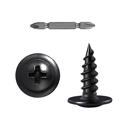 (400 Pcs)#8×1/2" Black Truss Head Wood Screws Quick Metal Self Tapping Zinc Oxide - color: Black, size: #8×1/2"