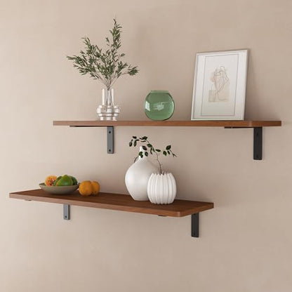 NEODROP 6-Pack 8 Inch Heavy Duty Shelf Brackets, Premium Floating L Bracket for Wall, Kitchen, Mantel Shelves Support | Quarter Inch (1/4") Thick | Black Powder Coated Steel - size: 8 Inch, style: 6 Pack