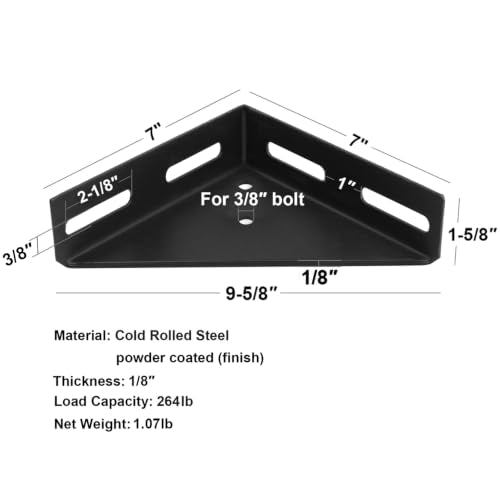 4 Pack Corner Brace Brackets,7" x 7",Triangle Shelf Bracket,1/8" Thick - size: 9-5/8" x 7" x 7"