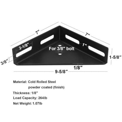 4 Pack Corner Brace Brackets,7" x 7",Triangle Shelf Bracket,1/8" Thick - size: 9-5/8" x 7" x 7"