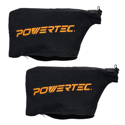 POWERTEC Miter Saw Dust Collector Bag for 7-1/4", 8-1/2" Miter Saw, Fits Nominal 1-1/2" Dust Ports, Hook and Loop Dust Bag w/Zipper, Wired Adjustable Stand Miter Saw Accessories (75081-P2) - style: 1-1/2" Dust Ports, Miter Saw Dust Bag, 2PK