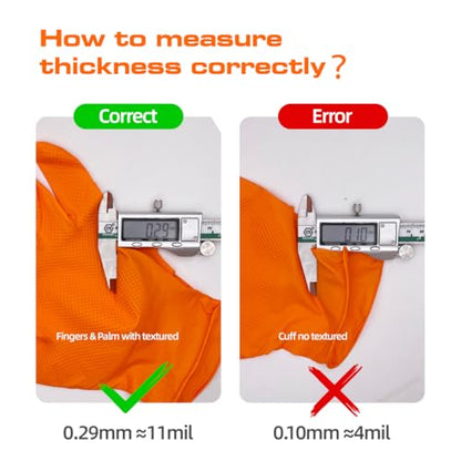 ANBOSON 10 Mil Heavy Duty Diamond Texture Nitrile Gloves, XL, 1000 Ct - color: Orange of 1000, size: X-Large