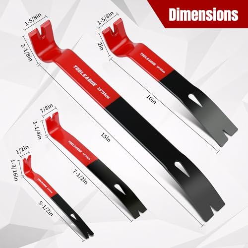 TOOLEAGUE 4Pcs Flat Pry Bar Set,5-1/2",7-1/2",10",15"