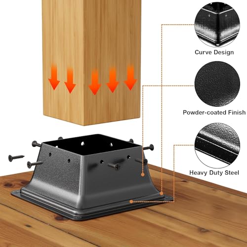 4x4 Post Base 4Pcs, Internal 3.6"x3.6" Heavy Duty Post Bracket
