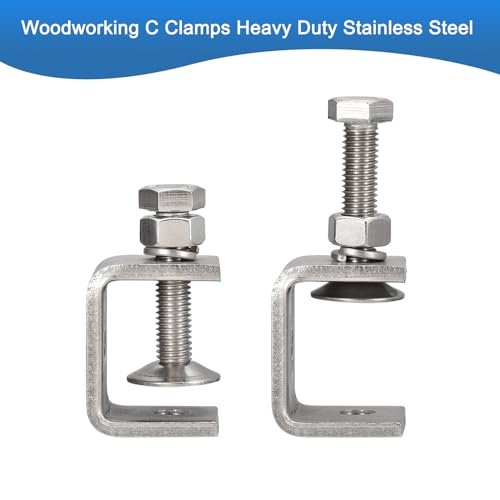 2 Pack 304 Stainless Steel C Clamps with 30mm/1.18" Stable Wide Jaw Opening Tiger Clamp for Woodworking Welding Construction Household Mount - size: 30mm/1.18"