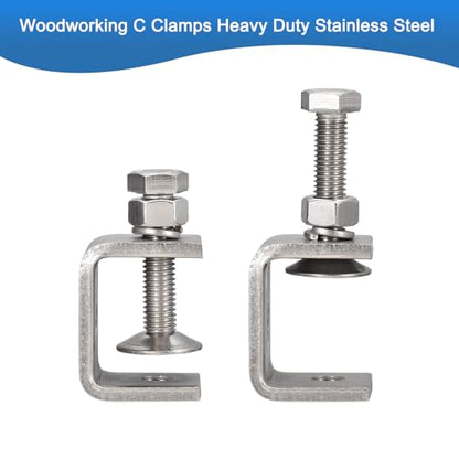 2 Pack 304 Stainless Steel C Clamps with 30mm/1.18" Stable Wide Jaw Opening Tiger Clamp for Woodworking Welding Construction Household Mount - size: 30mm/1.18"