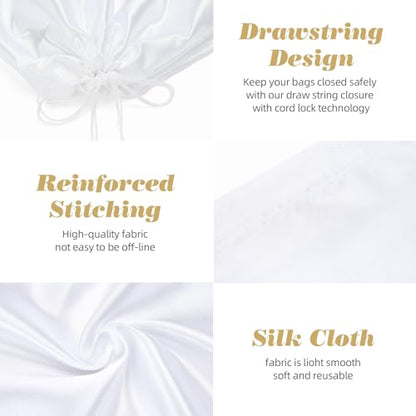 3Pack Drawstring Dust Bags for Handbags Silk Purses - color: White, size: 23.6×19.6 in