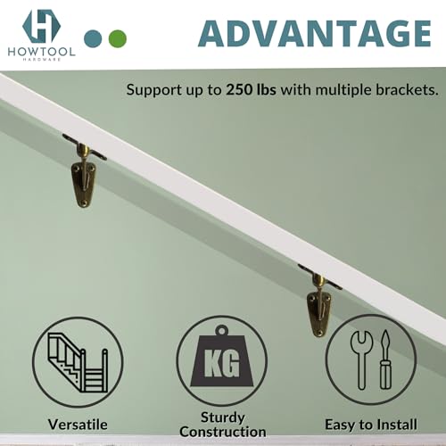 Heavy Duty Handrail Bracket Antique Brass, 3 Pack | HOWTOOL - color: Antique Brass