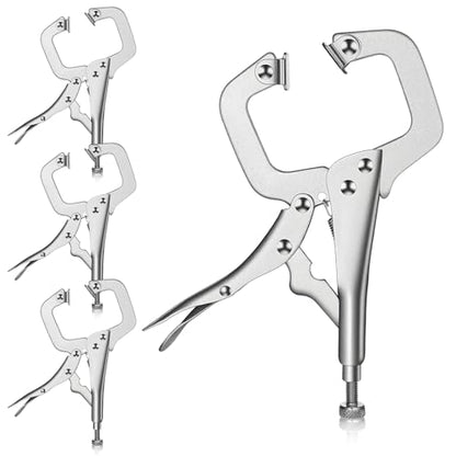 4 Pcs 11 Inch Locking C Clamp Heavy Duty Welding Clamps Pliers Vise Grip Clamps with Swivel Pad with Regular Tip and Swivel Pad for Craftsmen Home Workshop - size: 11 Inch,Set of 4