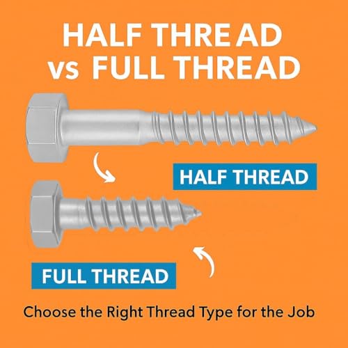 IMSCREWS 1/2 x 4 Hex Head Lag Screws, 304 Stainless Steel (18-8), Partially Threaded Heavy Duty Wood Bolts for Structural Framing, 5 pcs - size: 1/2" x 4"
