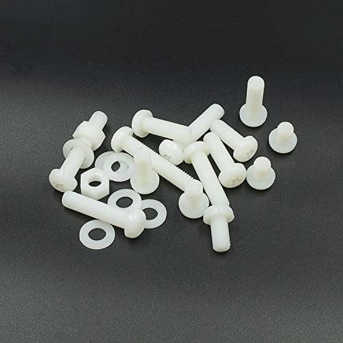 150PCS M8 White Nylon Phillips Pan Head Screws Nuts Washers Kit - size: M8