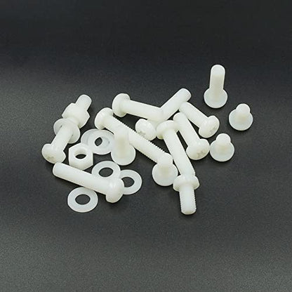 150PCS M8 White Nylon Phillips Pan Head Screws Nuts Washers Kit - size: M8