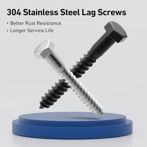 15 Sets 5/16" x 2" Hex Head Lag Screws Bolts with Flat Washers 304 Stainless Steel 18-8 Heavy Duty Lag Screw for Wood, Driver Bit Included - size: 5/16x2 (15sets)