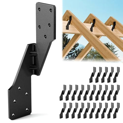 25 Pcs Hurricane Straps Tie Brackets - Heavy Duty 18 Gauge Steel Hurricane Clips for Roof, Shed and Walls, Hurricane Straps for Rafter H2.5A, Hurricane Roof Brackets, Truss Ties Black – Right - style: Right - Black Hurricane Ties - 25pcs