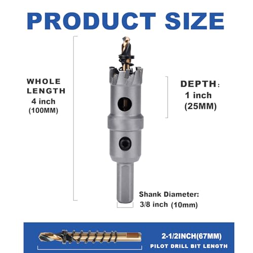 0.59" (15mm) Tungsten Carbide Tip Hole Saw,Hole Saw with M2 Pilot bits - size: 0.59" (15mm)