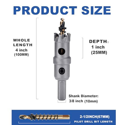 0.59" (15mm) Tungsten Carbide Tip Hole Saw,Hole Saw with M2 Pilot bits - size: 0.59" (15mm)