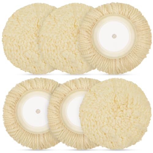Tallew 6 Pcs Wool Buffing Pads Hook Loop for Drill Polisher, 8 Inch - size: 8 Inch