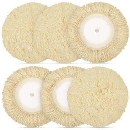 Tallew 6 Pcs Wool Buffing Pads Hook Loop for Drill Polisher, 8 Inch - size: 8 Inch