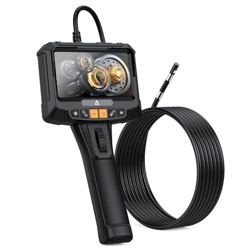 Articulating Industrial Borescope with Light, 360° Endoscope Inspection Camera with Articulated Probe, 1280P Flexible Mechanic Fiber Optic Snake Scope Cam for Wall Automotive Engine Inspect-5FT