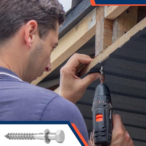 40 Pack 1/2'' x 4'' 304 Stainless Steel Lag Bolts Screw Kit with Washers Hex Lag Bolts Heavy Duty Wood Screws for Wood Decks Fences - size: 1/2'' x 4''