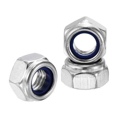 240Pcs M4-0.7 Nylon Locking Hex Nuts 304 StainlessSteel Silver - color: Silver, size: M4x0.7mm