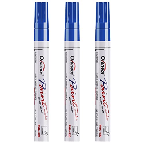 Overseas Blue Paint Pens Permanent Markers, 3 Oil Based Paint Makrers - color: Blue