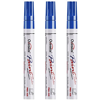 Overseas Blue Paint Pens Permanent Markers, 3 Oil Based Paint Makrers - color: Blue