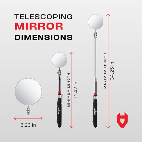 NoCry Heavy Duty Telescoping Inspection Mirror — 3.23 Inch Round Mirror - style: Telescoping Inspection Mirror