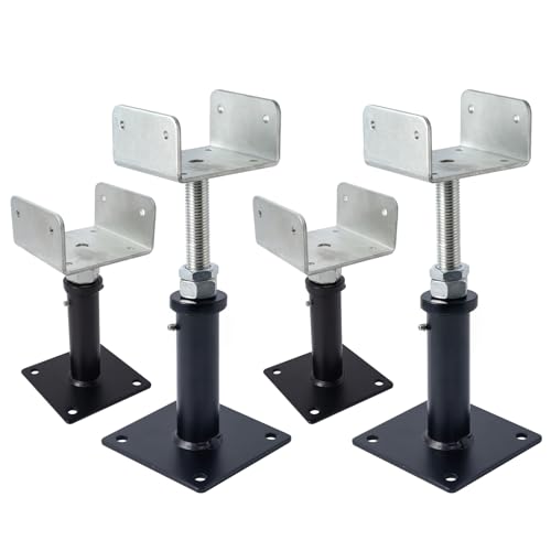 4 Pack U-Shaped Floor Jack - Adjustable Steel Beam Support for 4x2, 4x4, 4x6 Joists Heavy Duty Screw Jack with U-Head Telepost & House Jack.6-9 Inch Adjustment Range - size: 6-9