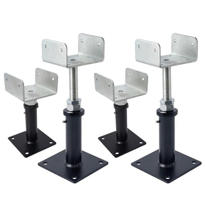 4 Pack U-Shaped Floor Jack - Adjustable Steel Beam Support for 4x2, 4x4, 4x6 Joists Heavy Duty Screw Jack with U-Head Telepost & House Jack.6-9 Inch Adjustment Range - size: 6-9