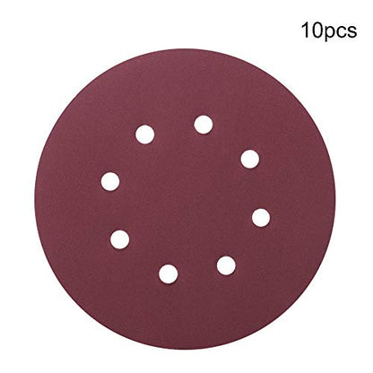 Utoolmart 10pcs 7 Inch 8 Hole Hook and Loop Sanding Disc 320Grit Flocking Sandpaper for Random Orbit Sander - size: 320 Grit