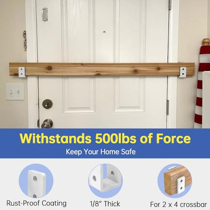 2x4 Door Barricade Brackets to Security Door Reinforcement , (4PCS) - color: 4 pack-3MM