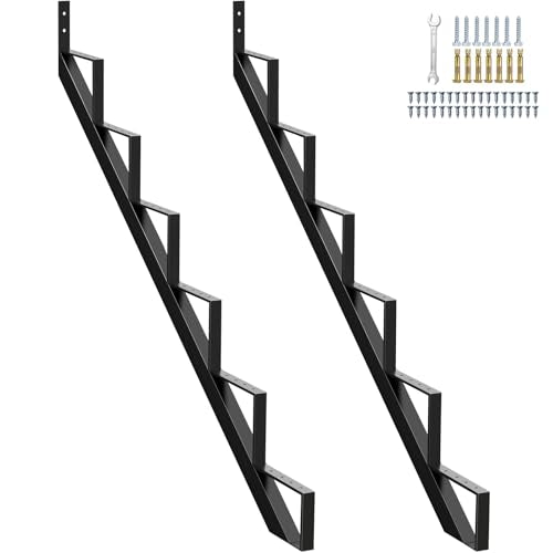 Steel Stair Riser 6 Step, 49.6" H Metal Stair Stringers for Deck - size: 6 Step
