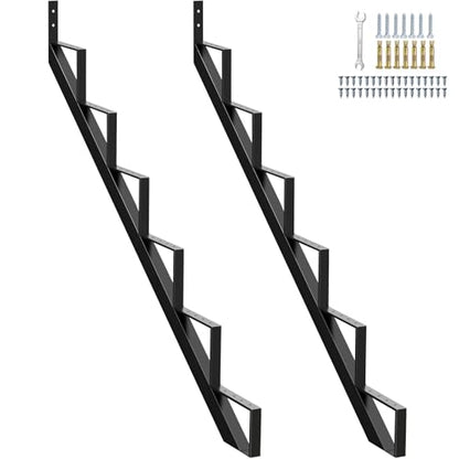Steel Stair Riser 6 Step, 49.6" H Metal Stair Stringers for Deck - size: 6 Step