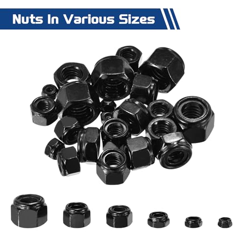 50Pcs 5/16"-18 Nylon Locking Hex Nuts 304 StainlessSteel Black - color: Black, size: 5/16"-18