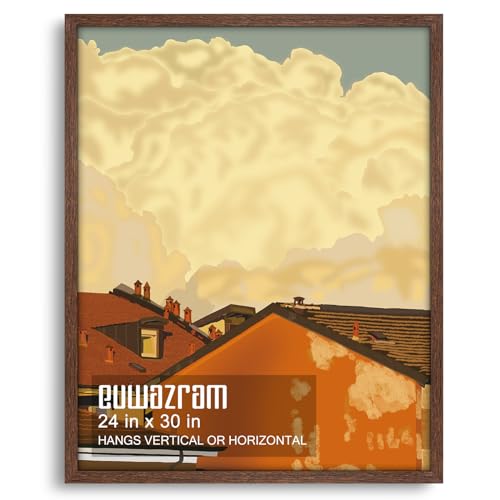 Solid Wood 24x30 Frame - Single Frame, Rustic Walnut 24 x 30 Poster Frame for Artwork, Puzzles, Photos and Movie Posters Picture Frames - size: 24" x 30"