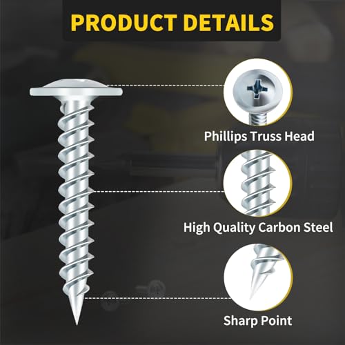 Truss Head Wood Screws #8 x 1 Inch, 110PCS, FIXLINK Self Tapping Screws - color: Silver, size: #8 x 1"