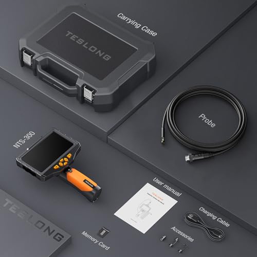 Teslong 5'' Dual Lens Borescope Camera for Wall & Engine Inspection - size: 16.5FT