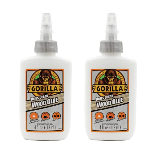 Gorilla Dries Clear Wood Glue, Water Resistant, 4 oz Bottle, 2-Pack - style: Clear