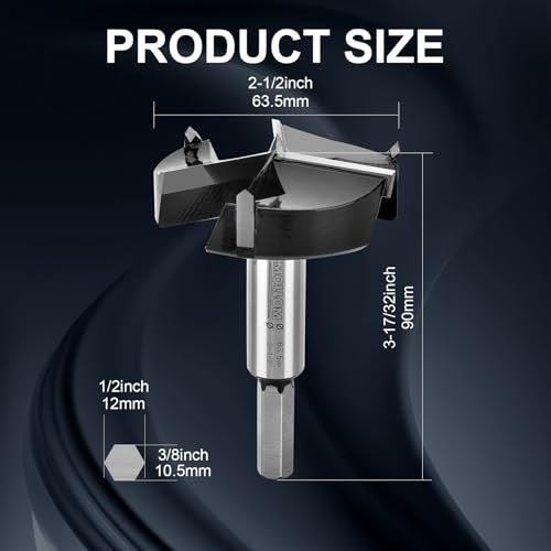 Mollom 63.5mm (2-1/2") Triple Flute Carbide Forstner Drill Bit - size: 63.5mm | 2-1/2"