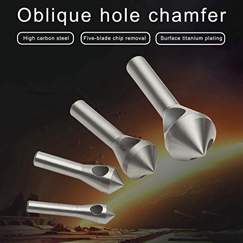 4pcs Countersink Chamfer Tool HSS(4241) Deburring Tool Set - color: Silver (4pcs Oblique Hole)