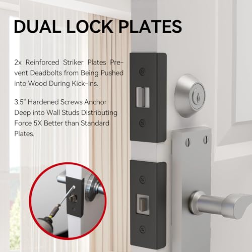 Door Frame Reinforcement Kit, Anti Kick Strike in Door Security, Black - size: 5 PCS Black