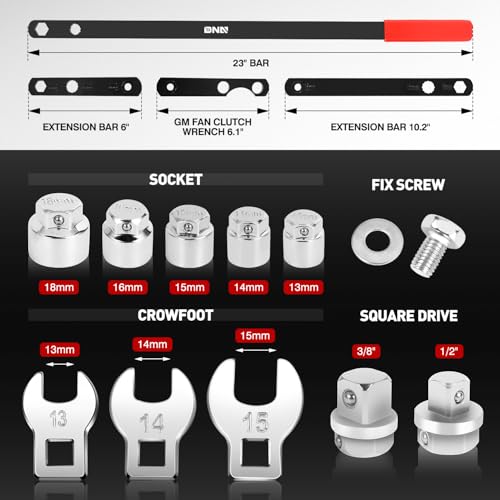 DNA MOTORING 16pc Serpentine Belt Tool Set, Install Remove Serpentine Belts For Spring Loaded, With Case, TOOLS-00539 - style: 16pc Serpentine Belt Set