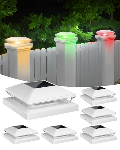 T-SUN Solar Post Cap Lights 6 Pack, RGBCW Fence Post Solar Lights White - color: White-RGBCW, size: 6 Pack
