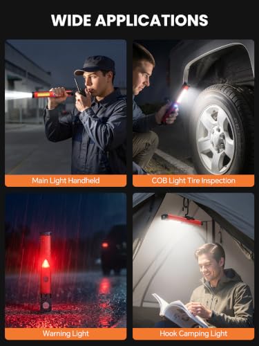Rechargeable Magnetic Work Light, COB LED Task Light with Hook