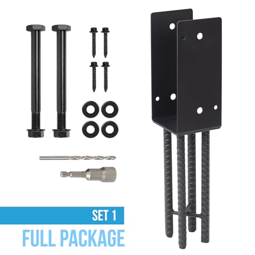 4x4 U-Shape Post Base Heavy Duty Wet Concrete Holder (Black - Set 1) - size: 4IN, style: Set 1