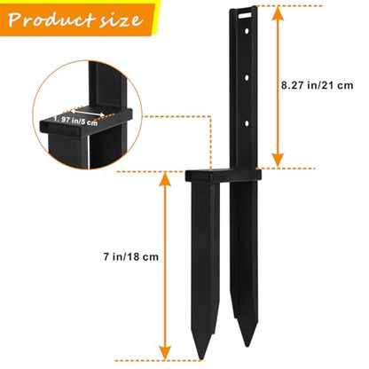 Ertuohg 2PCS Fence Post Repair Kit, Heavy Duty Anchor Ground Spike with Double Pointed Design for Fixing Leaning or Broken 4x4/6x6 Wood Posts, Black - color: 2PCS Black