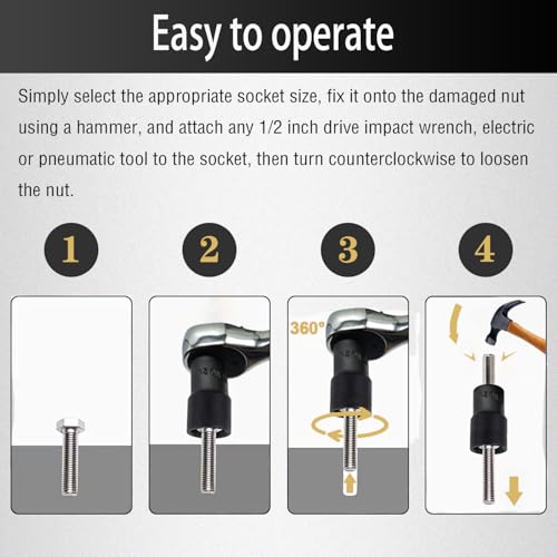16PCS Twist Lug Nut Socket Set, 1/2" Drive Bolt Nut Extractor Tool - color: 16pcs Lug Nut Extractor 1/2 Inch Drive