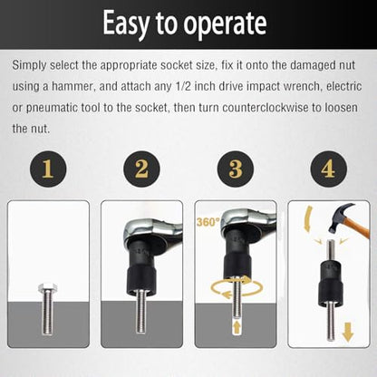 16PCS Twist Lug Nut Socket Set, 1/2" Drive Bolt Nut Extractor Tool - color: 16pcs Lug Nut Extractor 1/2 Inch Drive